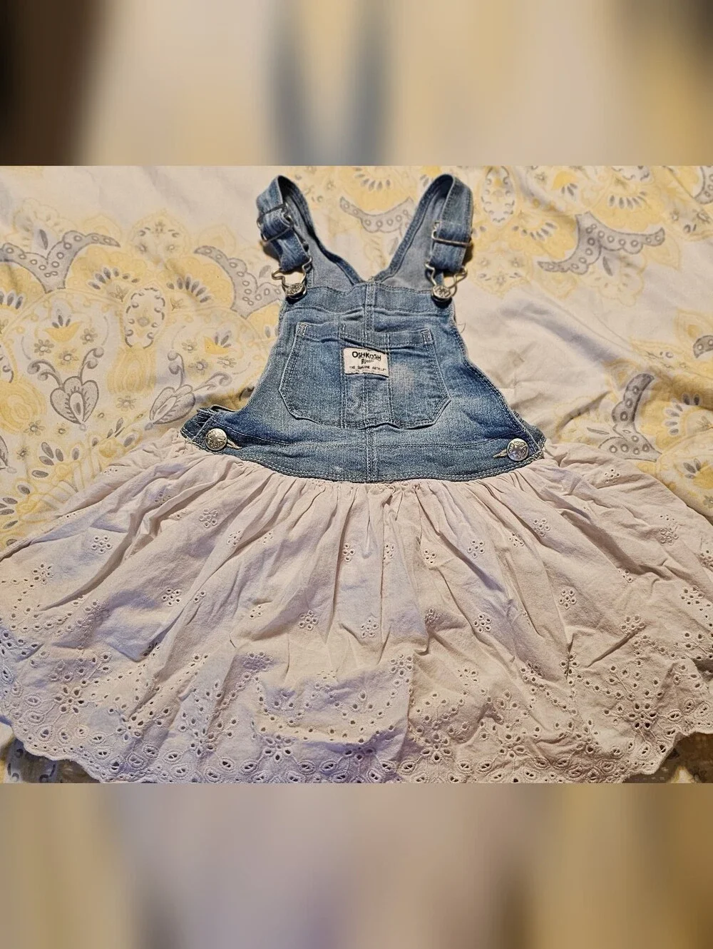 OshKosh B'gosh Light Blue Denim Overalls Dress with Front Pocket